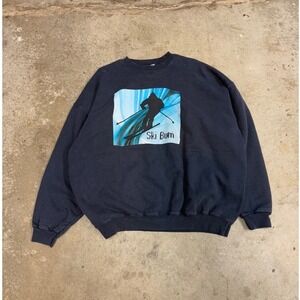 Hanes Ski Bum Graphic Sweatshirt Navy Blue‎ Men's XL